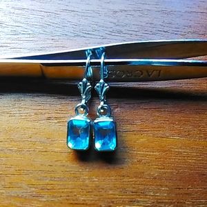 Silver and aquamarine earrings.